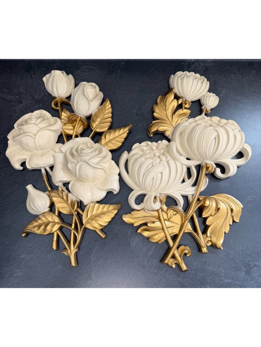 Vtg MCM Syroco 3D Romantic Glamorous Rose Wall Art Plaque Cottage Core Hollywood